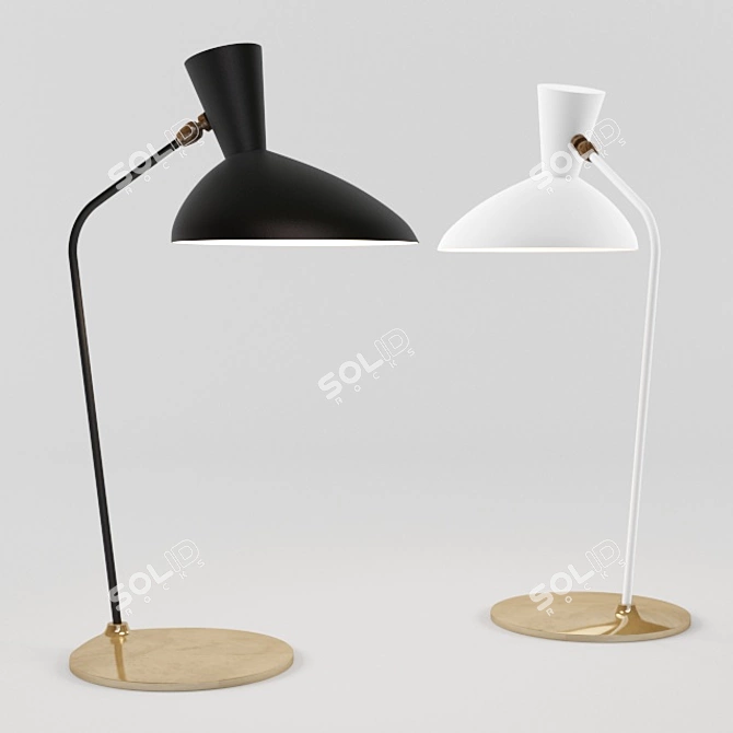 Elegant Austen Large Offset Lamp 3D model image 1