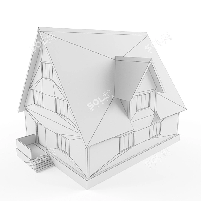 Rustic Two-Story House 3D model image 2