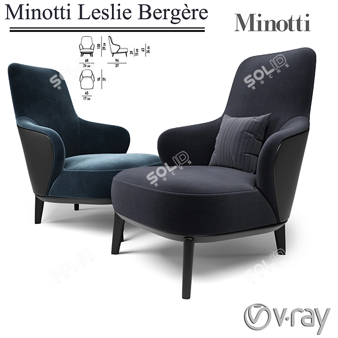 Elegant Minotti Leslie Bergere 3D model image 1