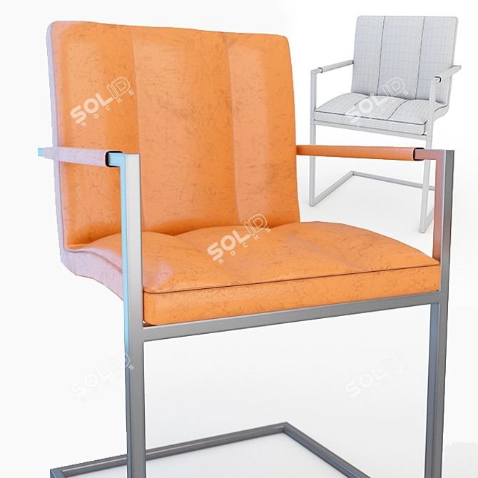 Industrial Leather Dining Chair 3D model image 3