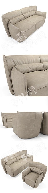 Modern Tulip Sofa & Chair Set 3D model image 2