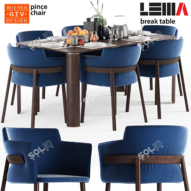 Elegant Pince Chair & Break Table by Gebr. Thonet Vienna & LEMA 3D model image 1