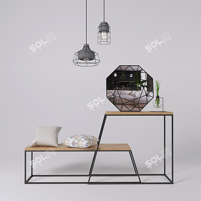 HORIZON Console and Bench Set: Complete Your Entryway 3D model image 1