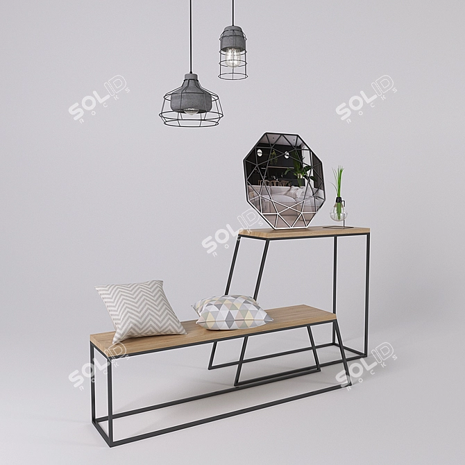 HORIZON Console and Bench Set: Complete Your Entryway 3D model image 2