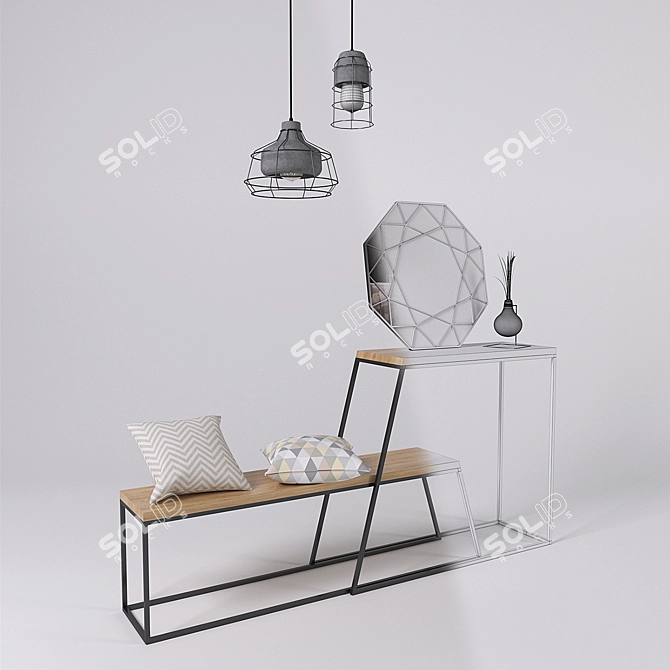 HORIZON Console and Bench Set: Complete Your Entryway 3D model image 3