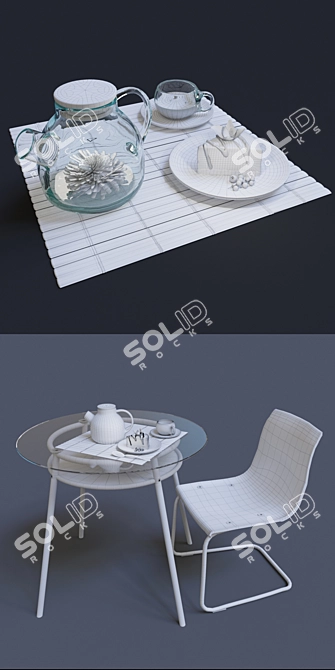 Blooming Flower Tea Set 3D model image 3