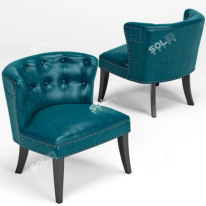 Sleek Saphire Barrel Chair & San Telmo Dining Table 3D model image 2