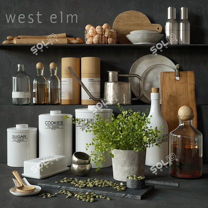 Title: Sleek 3D Model With Open Stacks | West Elm 3D model image 1