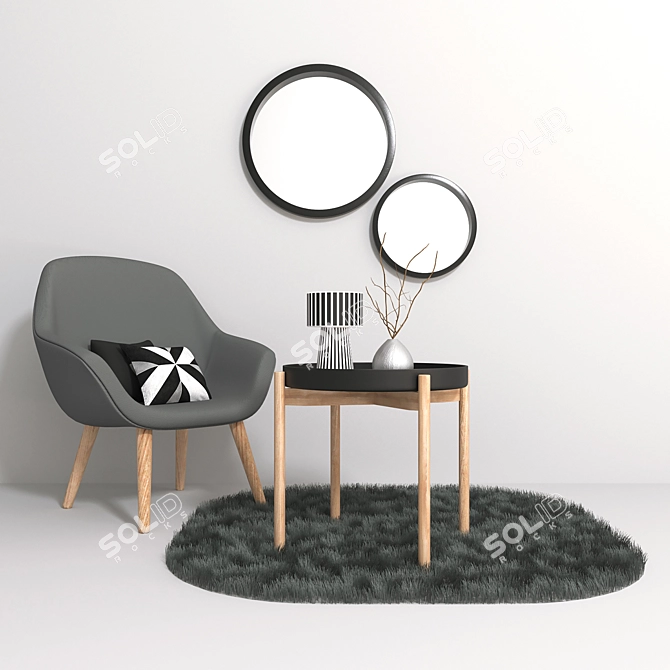 Modern Dining Set: Table and Chair 3D model image 3