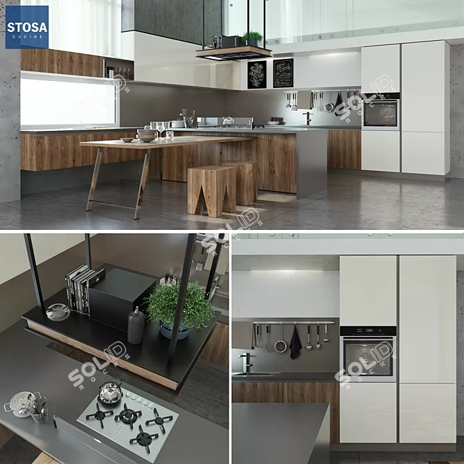 Stosa Infinity Diagonal Kitchen 3D model image 1