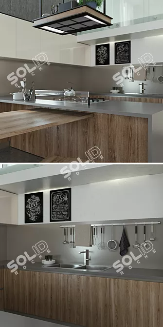 Stosa Infinity Diagonal Kitchen 3D model image 2