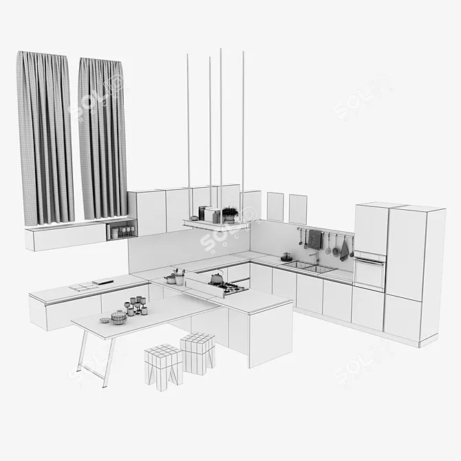 Stosa Infinity Diagonal Kitchen 3D model image 3