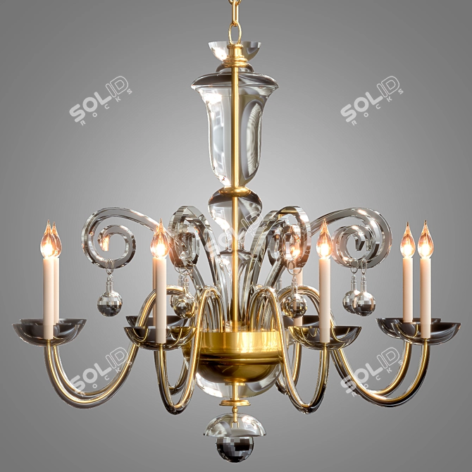 Elegant Solid Brass Flemish Chandelier 3D model image 1