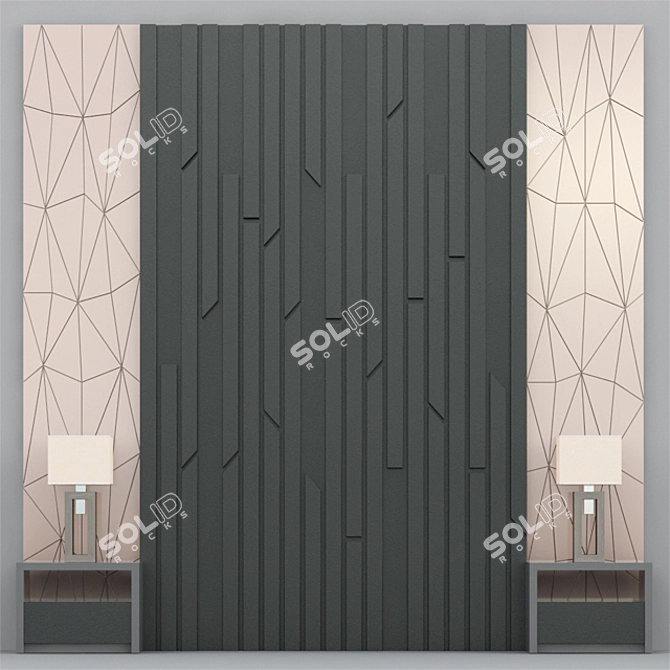 Rustic Reclaimed Wood Headboard 3D model image 1