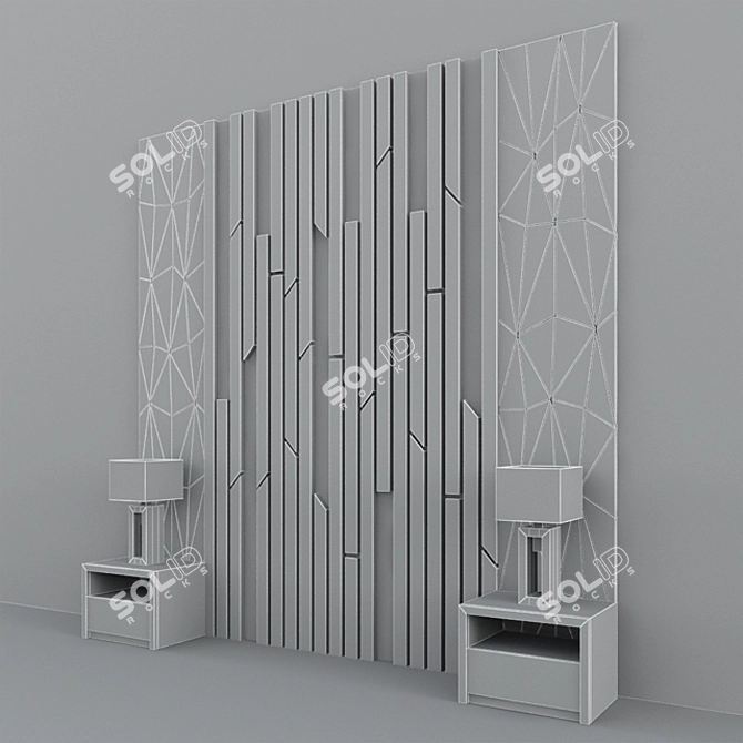Rustic Reclaimed Wood Headboard 3D model image 2