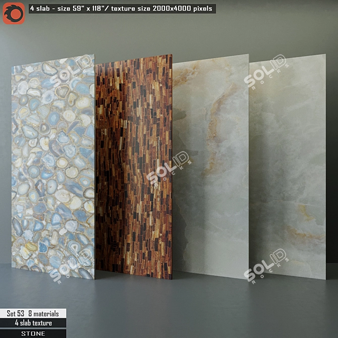 Premium Stone Slab Set | High Resolution | 8 Preset Materials 3D model image 1