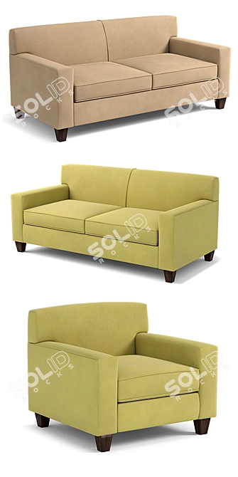 Gavino Contemporary Sofa & Armchair Set 3D model image 2