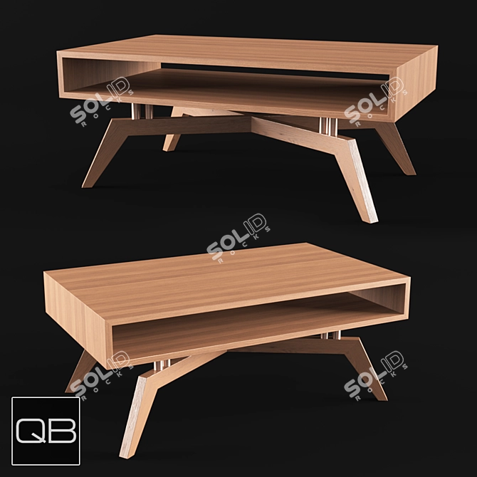 Quid Solid Wood Coffee Table with Shelf 3D model image 1