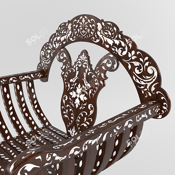 Oriental Charm: Chair & Coffee Table 3D model image 2