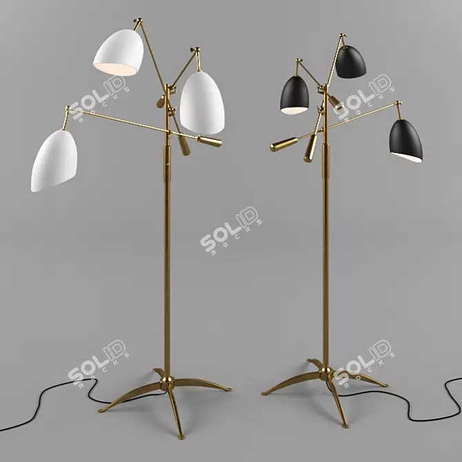 Modern Aerin Triple Arm Floor Lamp 3D model image 1