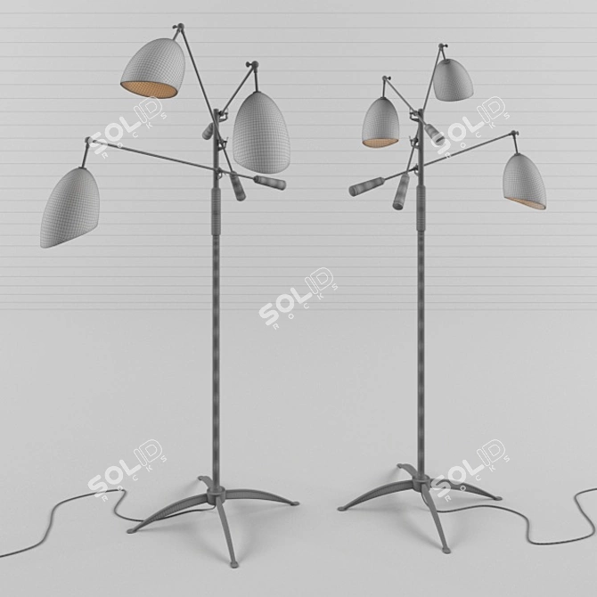 Modern Aerin Triple Arm Floor Lamp 3D model image 2