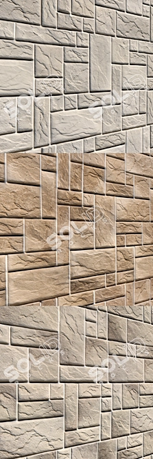 Modern Stone Walls Set 5 3D model image 2