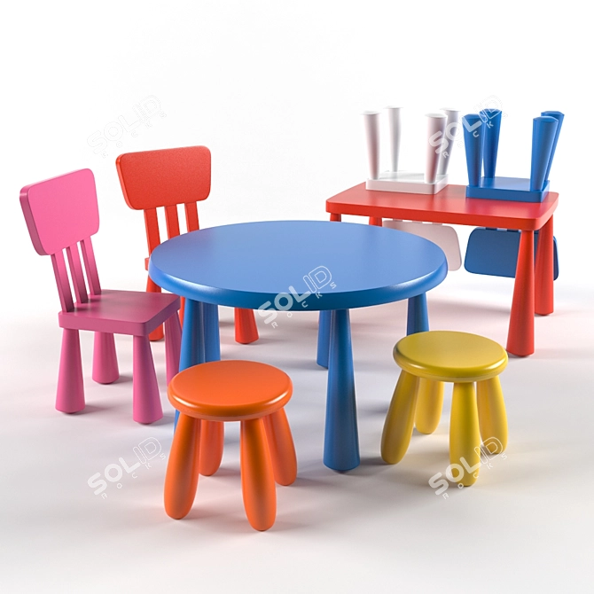 Stylish and Sturdy Ikea Mammut Furniture 3D model image 1