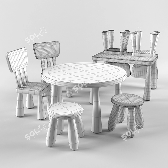 Stylish and Sturdy Ikea Mammut Furniture 3D model image 2