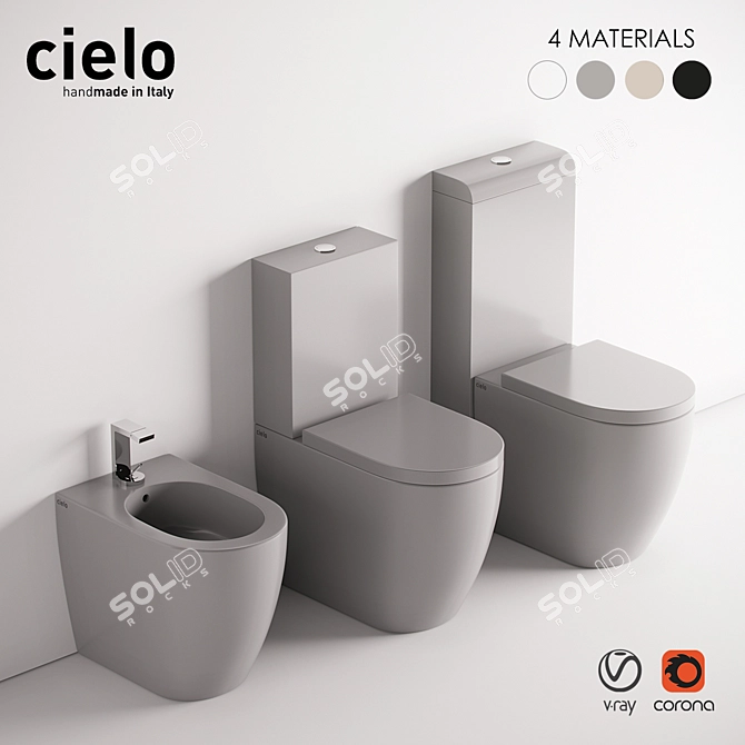 Sleek Smile Collection: Elegant Floor Bidets & Toilets 3D model image 1