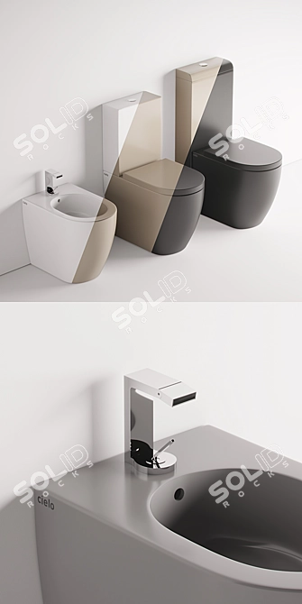 Sleek Smile Collection: Elegant Floor Bidets & Toilets 3D model image 2