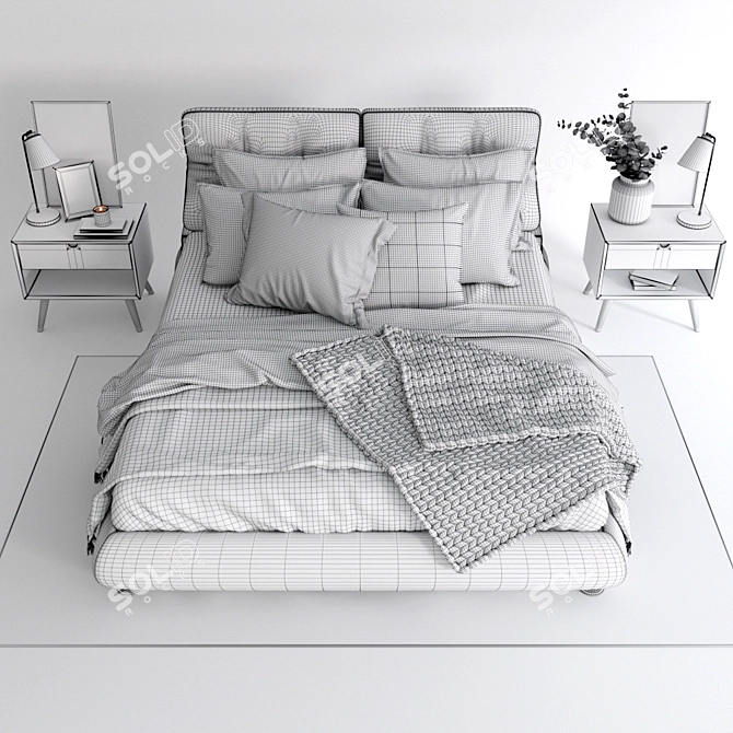 Modern Scandinavian Bedroom Set 3D model image 3