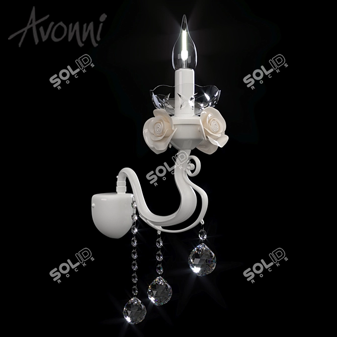 AVONNI White Crystal Metal Wall Sconce 3D model image 1