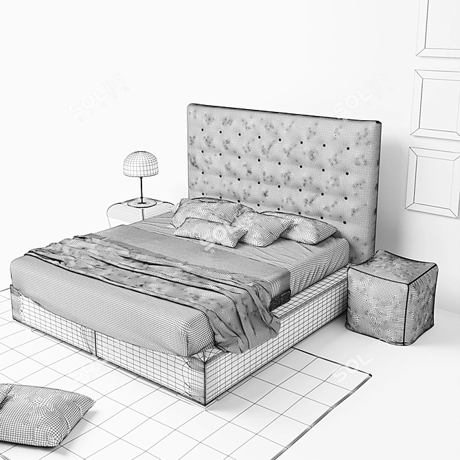Italian Leather Bed by Bolzan Letti 3D model image 3
