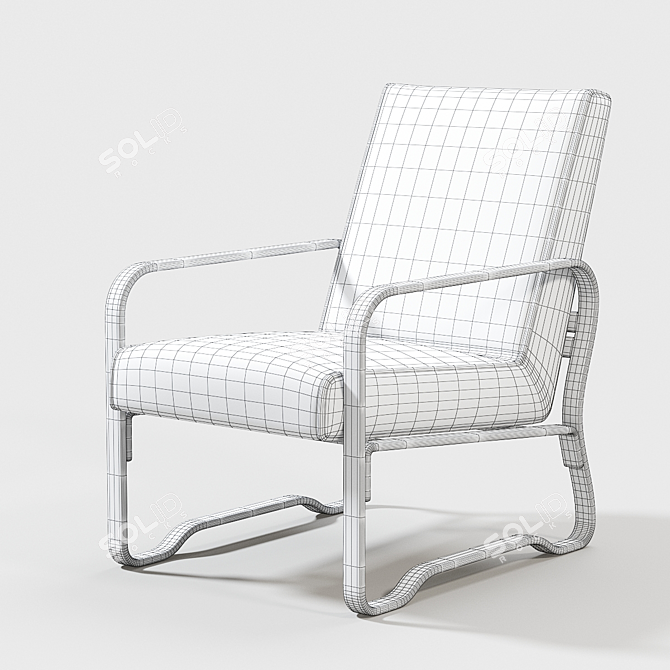 Contemporary Leather Lounge Chair 3D model image 2