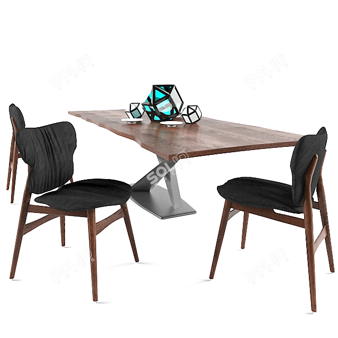 Elegant Stratos Wood Table 3D model image 1