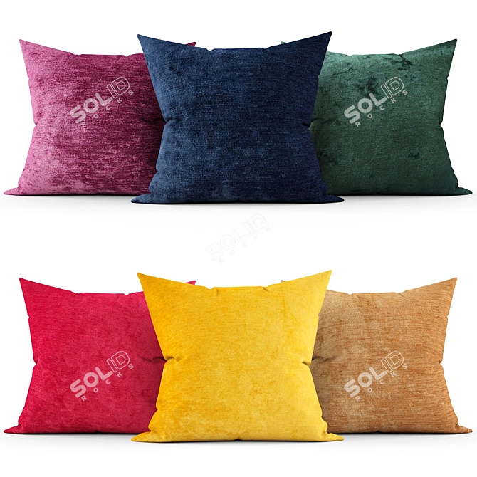 Elegant Embroidered Throw Pillows 3D model image 1