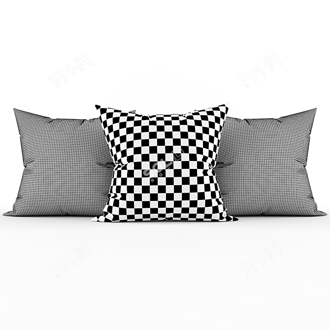 Elegant Embroidered Throw Pillows 3D model image 2
