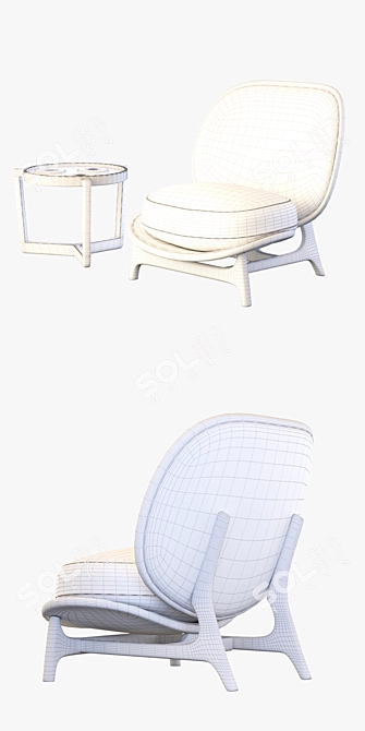 Contemporary Outdoor Yellow Armchair 3D model image 3