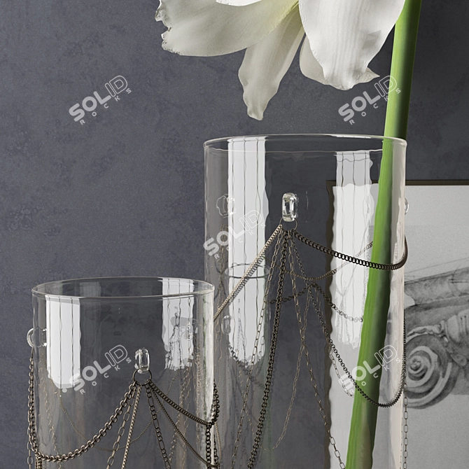 Elegant Amaryllis Decor Set 3D model image 2