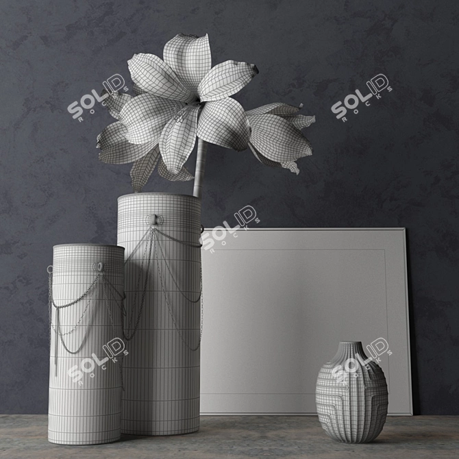 Elegant Amaryllis Decor Set 3D model image 3