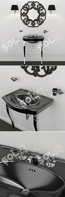 Etoile Console Sink & Black Amelie Mirror 3D model image 2