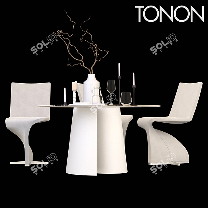 Tonon Twist Chair and Table Set 3D model image 1