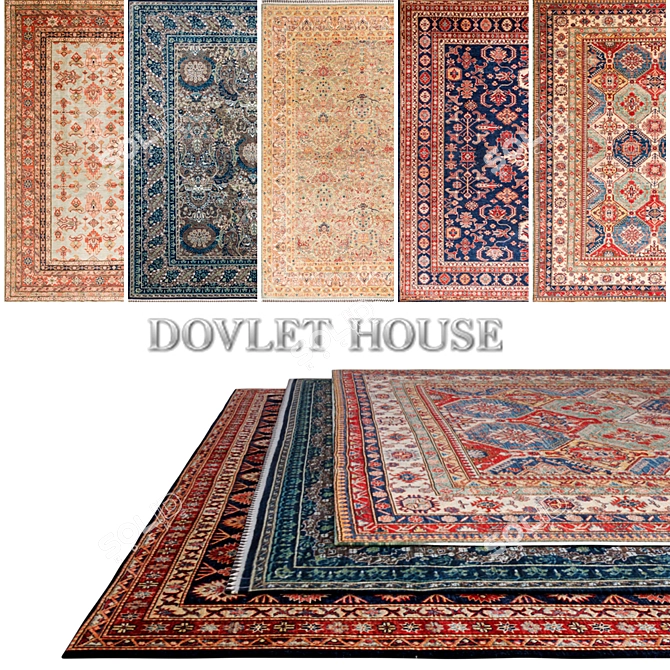 DOVLET HOUSE Carpets Set (Part 192) - 5-Piece Collection 3D model image 1