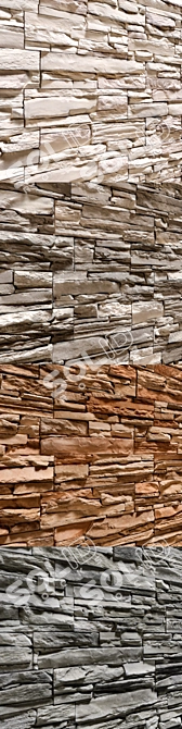 Modern Stone Walls Set: 4 Types 3D model image 2