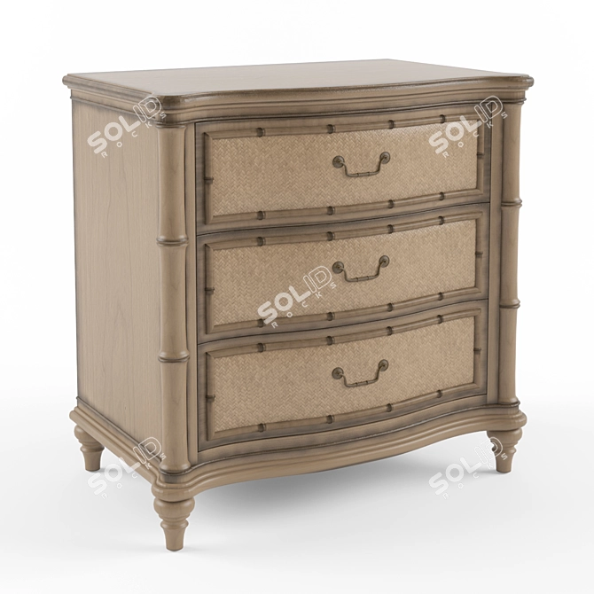 Modern Bamboo Nightstand 3D model image 1