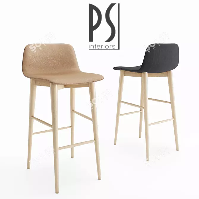 Elegant Lapi Barstool: Height 101cm, Width 50cm, Depth 48cm 3D model image 1