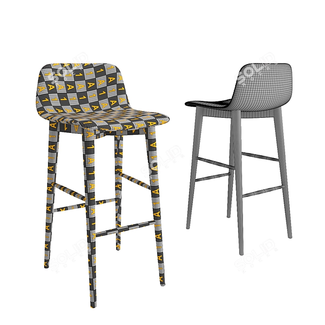 Elegant Lapi Barstool: Height 101cm, Width 50cm, Depth 48cm 3D model image 2