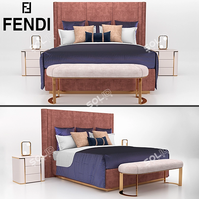 Fendi Adone Bed: Luxury Versatility for Opulent Spaces 3D model image 1