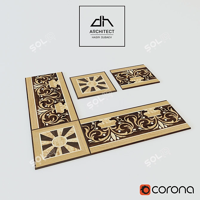 Architectural Oak Border 3D model image 1