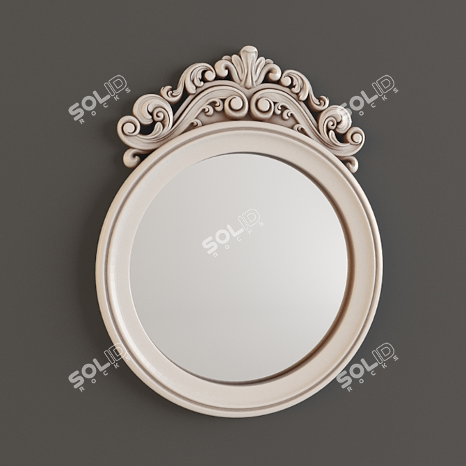 Round Carved Mirror: Customizable Frame | 450 x 570 mm 3D model image 1